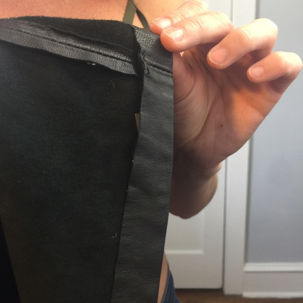 MAJE Genuine Goat Leather Short Sleeve Blouse Top - Picture 7 of 8